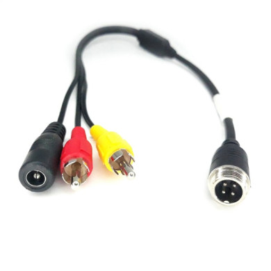 Adapter 4-PIN męski / 2x RCA męski + zasilanie DC żeńskie