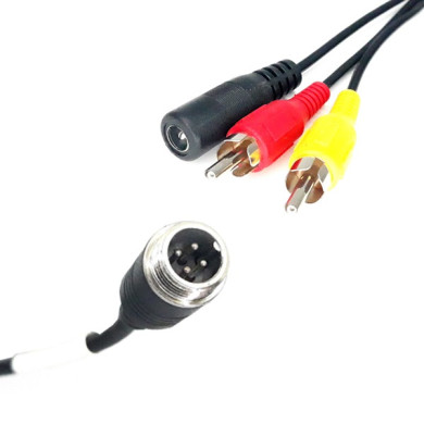 Adapter 4-PIN męski / 2x RCA męski + zasilanie DC żeńskie
