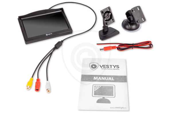 Stojakowy monitor 5″ do auta do podłączenia kamery cofania i odtwarzacza wideo