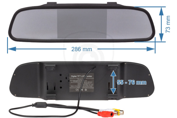 4,3″ monitor samochodowy w lusterku wstecznym do kamer cofania