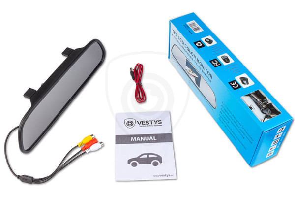 Monitor samochodowy w lusterku wstecznym 5″ do kamery cofania i przedniej kamery