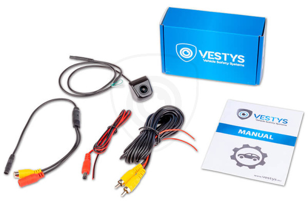 Kamera cofania do auta w kolorze srebrnym, białym i czarnym