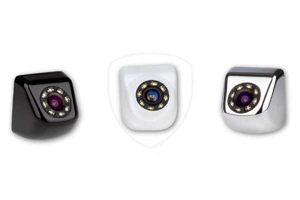 Kamera cofania do auta w kolorze srebrnym, białym i czarnym