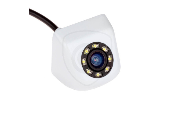 Kamera cofania do auta w kolorze srebrnym, białym i czarnym