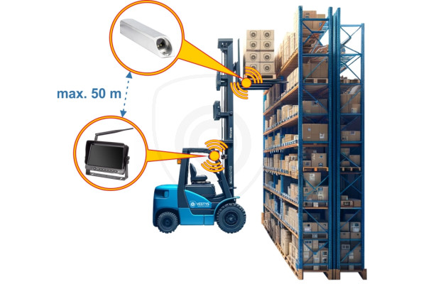Bezprzewodowy zestaw do wózka widłowego Vestys Fork z wbudowaną baterią