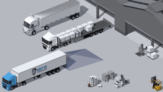 graficzna animacja cofania ciężarówki z kamerą cofania